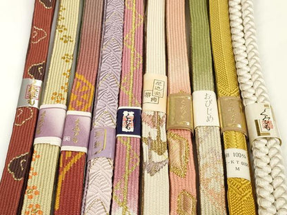 平和屋着物●和装小物　帯締め10本セット　手組紐　組紐　高麗組　金糸　逸品　未使用　DABC1038zzz