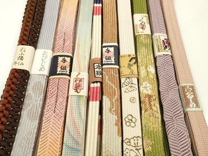 平和屋着物●和装小物　帯締め10本セット　手組紐　組紐　高麗組　手描　金糸　逸品　未使用　DABC1039zzz