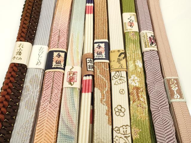 平和屋着物●和装小物　帯締め10本セット　手組紐　組紐　高麗組　手描　金糸　逸品　未使用　DABC1039zzz
