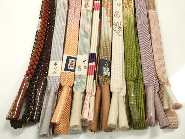 平和屋着物●和装小物　帯締め10本セット　手組紐　組紐　高麗組　手描　金糸　逸品　未使用　DABC1039zzz