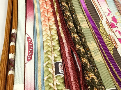 平和屋着物●和装小物　帯締め20本セット　手組紐　高麗組　笹浪組　金糸　逸品　DABC1048zzz