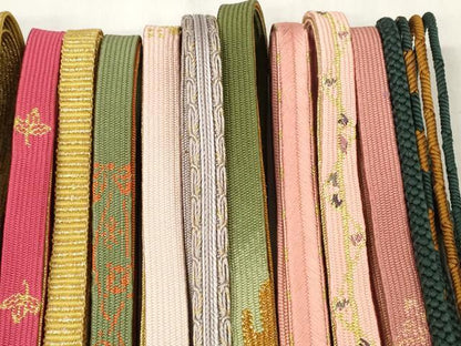 平和屋着物●和装小物 帯締め20本セット 高麗組 笹浪組 亀甲柄 金糸 逸品 DABC1058zzz