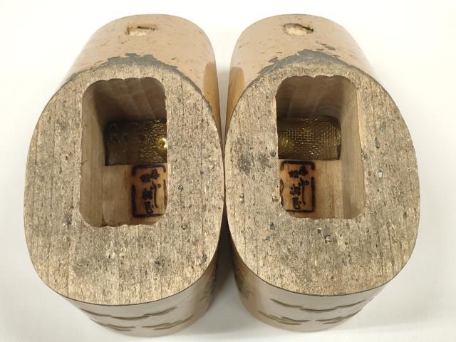 平和屋着物[]子供　女の子　ぽっくり下駄　畳表　御所車松文　金蒔絵　19.5cm　逸品　DABC1077zzz