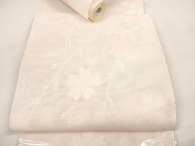 平和屋着物＊夏物 名古屋帯 帯反物 あら紗 枝垂れ花紋紗 薄桜色 未使用 DABC1144zzz