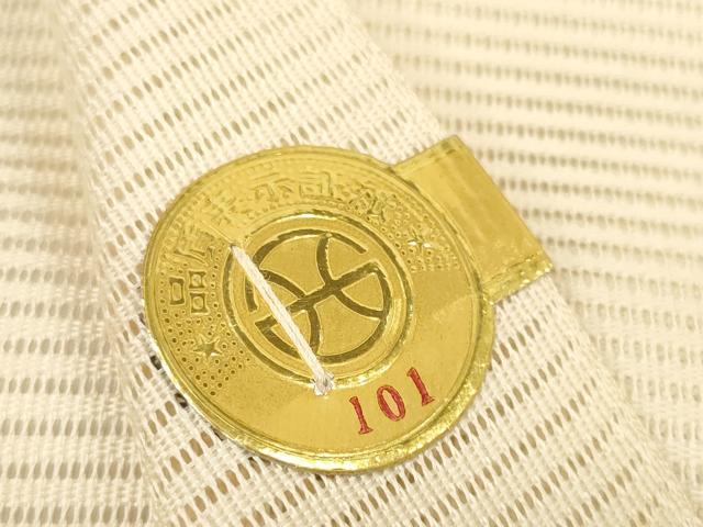 平和屋着物＊夏物 西陣 一秀織物 名古屋帯 帯反物 駒刺繍 総刺繍 草花文 金銀糸 証紙付き 逸品 未使用 DABC1149zzz