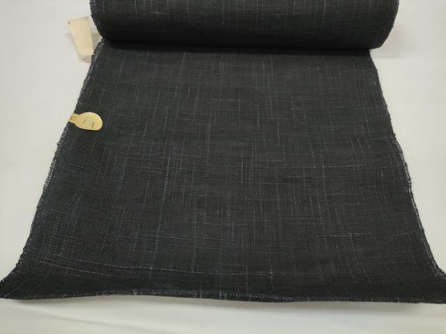 平和屋着物＊夏物 西陣 名古屋帯 帯反物 桔梗 黒地 証紙付き 麻絹 逸品 未使用 DABC1151zzz