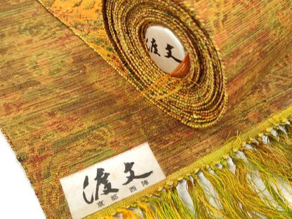 平和屋着物＊夏物 西陣 老舗 渡文謹製 手織 名古屋帯 帯反物 飾花文 証紙付き 逸品 未使用 DABC1161zzz