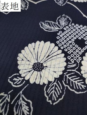 平和屋着物＊夏物 浴衣 反物 着尺 縦絽 菊 紺地 綿 逸品 未使用 DABC1164zzz