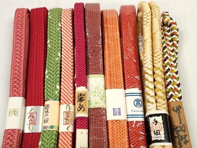平和屋着物●和装小物 帯締め10本セット 組紐 手組 鴨川組 角八つ組 金糸 高島屋扱い 逸品 未使用 DABC1186zzz