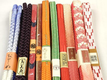 平和屋着物●和装小物 帯締め10本セット 五嶋紐 秀作組紐 組紐 金糸 逸品 未使用 DABC1187zzz