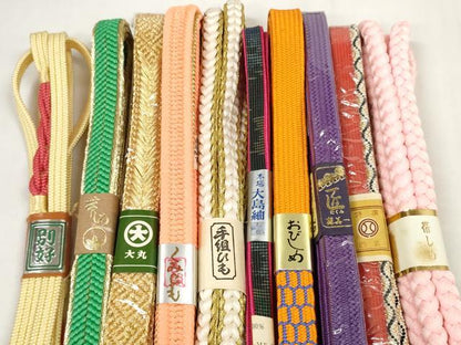 平和屋着物●和装小物 帯締め10本セット 大島紬 手組紐 組紐 高麗組 金糸 西武・大丸扱い 逸品 未使用 DABC1188zzz