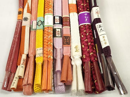 平和屋着物●和装小物 帯締め10本セット 手組紐 組紐 草木染 笹浪組 金糸 さが美・三越扱い 龍工房 長尺あり 逸品 未使用 DABC1190zzz