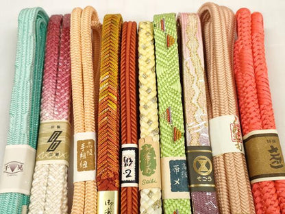 平和屋着物●和装小物 帯締め10本セット 手組紐 草木染 高麗組 冠組 金糸 そごう百貨店扱い 逸品 未使用 DABC1193zzz