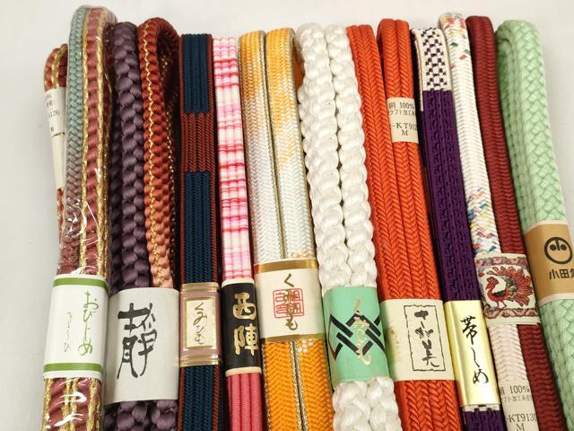 平和屋着物●和装小物 帯締め10本セット 西陣 組紐 冠組 金糸 小田急・さが美扱い 逸品 未使用 DABC1195zzz