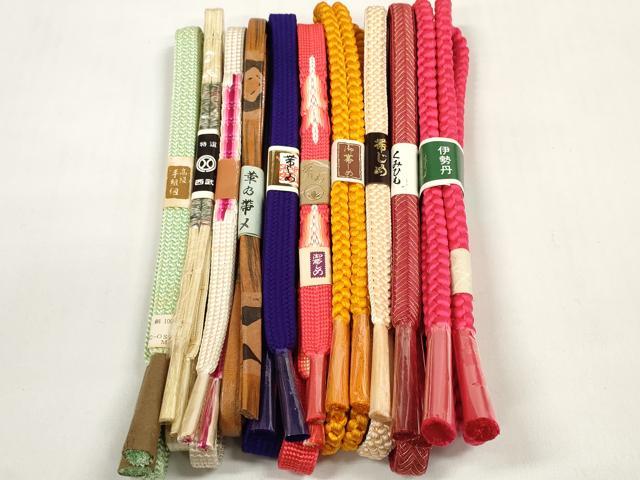 平和屋着物●和装小物 帯締め10本セット 手組紐 組紐 レザー 金糸 西武・伊勢丹扱い 逸品 未使用 DABC1200zzz
