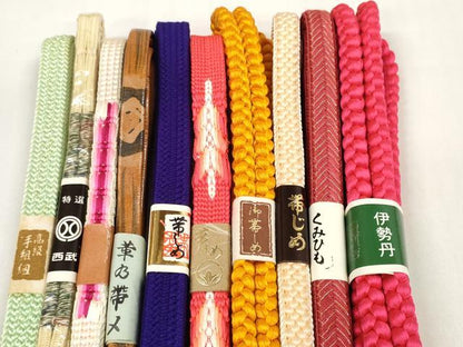 平和屋着物●和装小物 帯締め10本セット 手組紐 組紐 レザー 金糸 西武・伊勢丹扱い 逸品 未使用 DABC1200zzz