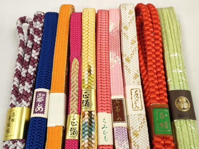 平和屋着物●和装小物 帯締め10本セット 手組紐 笹浪組 冠組 金糸 逸品 未使用 DABC1204zzz