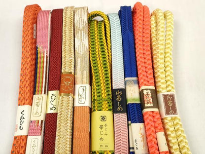 平和屋着物●和装小物 帯締め10本セット 礼装用 手組紐 高麗組 笹浪組 金銀糸 逸品 未使用 DABC1208zzz