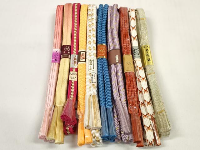 平和屋着物●和装小物 帯締め10本セット 佐賀錦 組紐 奈良組 金糸 逸品 未使用 DABC1209zzz
