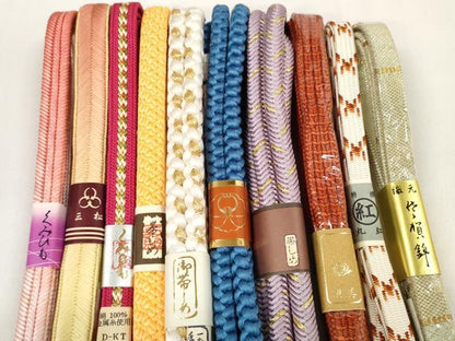 平和屋着物●和装小物 帯締め10本セット 佐賀錦 組紐 奈良組 金糸 逸品 未使用 DABC1209zzz