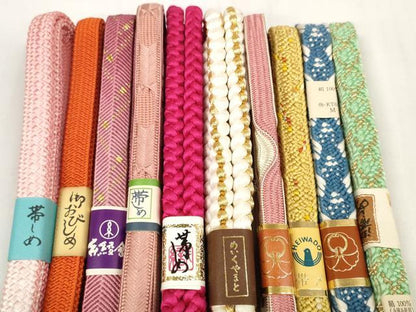 平和屋着物●和装小物 帯締め10本セット 手組 笹浪組 金糸 めいくやまと 逸品 未使用 DABC1212zzz
