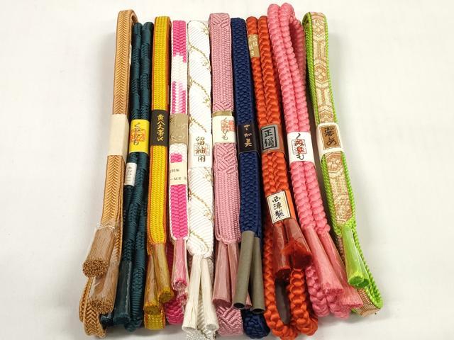 平和屋着物●和装小物 帯締め10本セット 手組紐 草木染 笹浪組 籠目組 金糸 美保姿本舗 三越扱い 逸品 未使用 DABC1214zzz