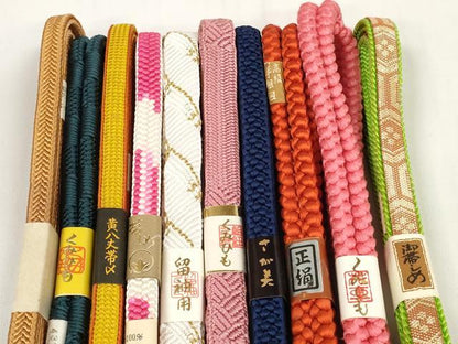 平和屋着物●和装小物 帯締め10本セット 手組紐 草木染 笹浪組 籠目組 金糸 美保姿本舗 三越扱い 逸品 未使用 DABC1214zzz