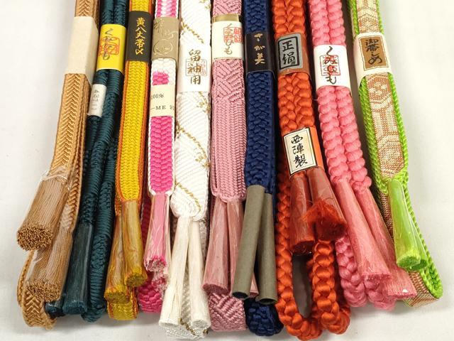 平和屋着物●和装小物 帯締め10本セット 留袖用 黄八丈 西陣 手組紐 組紐 金糸 さが美扱い 逸品 未使用 DABC1213zzz