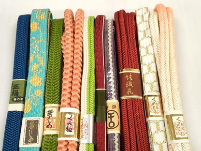 平和屋着物●和装小物 帯締め10本セット 高麗組 奈良組 冠組 亀甲組 金糸 逸品 未使用 DABC1218zzz