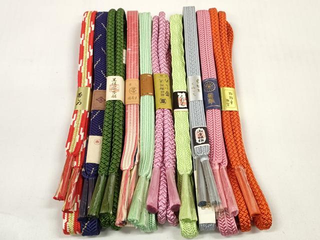 平和屋着物●和装小物 帯締め10本セット 手組紐 組紐 笹浪組 金糸 美保姿本舗 逸品 未使用 DABC1221zzz
