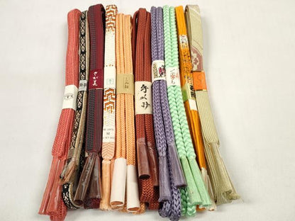 平和屋着物●和装小物 帯締め10本セット 西陣 組紐 高麗組 冠組 金糸 さが美扱い 逸品 未使用 DABC1223zzz
