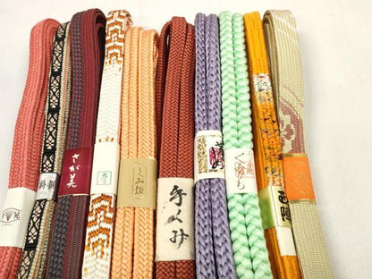 平和屋着物●和装小物 帯締め10本セット 西陣 組紐 高麗組 冠組 金糸 さが美扱い 逸品 未使用 DABC1223zzz