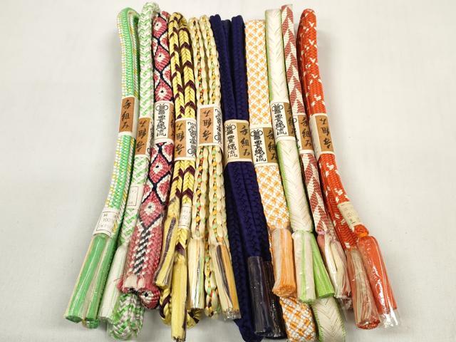 平和屋着物●和装小物 帯締め10本セット 豊縄流 手組 笹浪組 角八つ組 唐組 たこ足房 金糸 逸品 未使用 DABC1224zzz