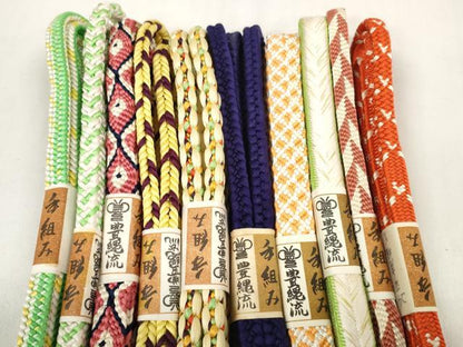 平和屋着物●和装小物 帯締め10本セット 豊縄流 手組 笹浪組 角八つ組 唐組 たこ足房 金糸 逸品 未使用 DABC1224zzz