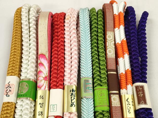 平和屋着物●和装小物 帯締め10本セット 佐賀錦 組紐 金糸 素材色々 未使用 DABC1226zzz