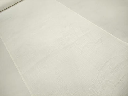 平和屋着物＊夏物 長襦袢 反物 着尺 本麻紋紗 花萩紋紗 生成り色 麻 逸品 未使用 DABC1234zzz
