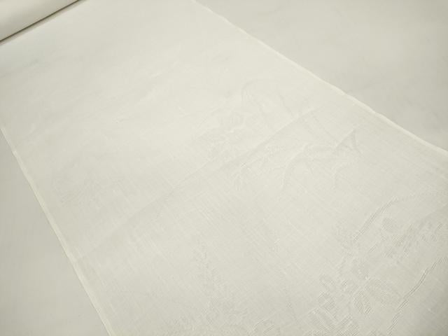 平和屋着物＊夏物 長襦袢 反物 着尺 本麻紋紗 花萩紋紗 生成り色 麻 逸品 未使用 DABC1234zzz