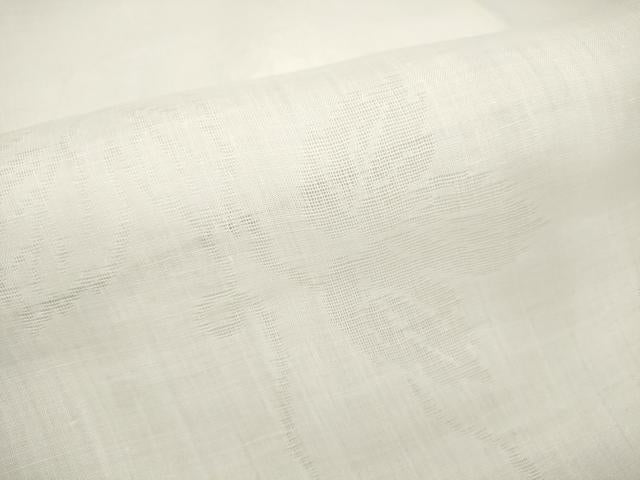 平和屋着物＊夏物 長襦袢 反物 着尺 枝葉紋紗 生成り色 小千谷織物謹製 麻 逸品 未使用 DABC1235zzz