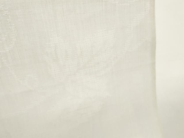 平和屋着物＊夏物 長襦袢 反物 着尺 枝葉紋紗 生成り色 小千谷織物謹製 麻 逸品 未使用 DABC1235zzz