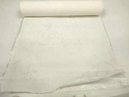 平和屋着物＊夏物 長襦袢 反物 着尺 枝花紋紗 生成り色 麻 逸品 未使用 DABC1237zzz