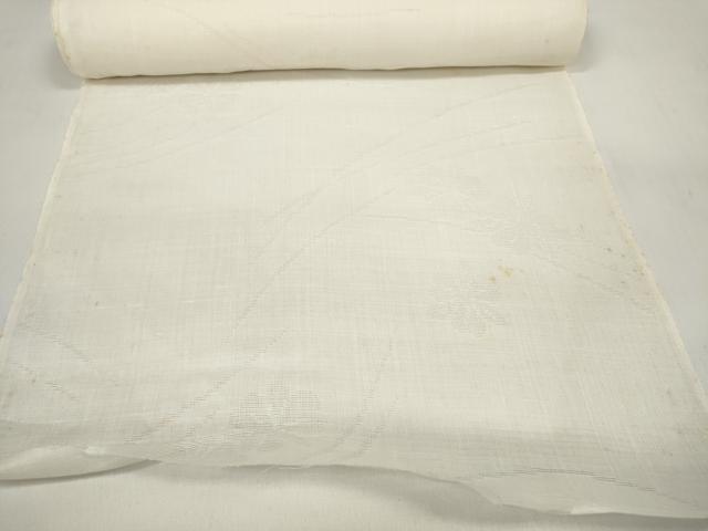平和屋着物＊夏物 長襦袢 反物 着尺 舞花紋紗 生成り色 麻 逸品 未使用 DABC1238zzz