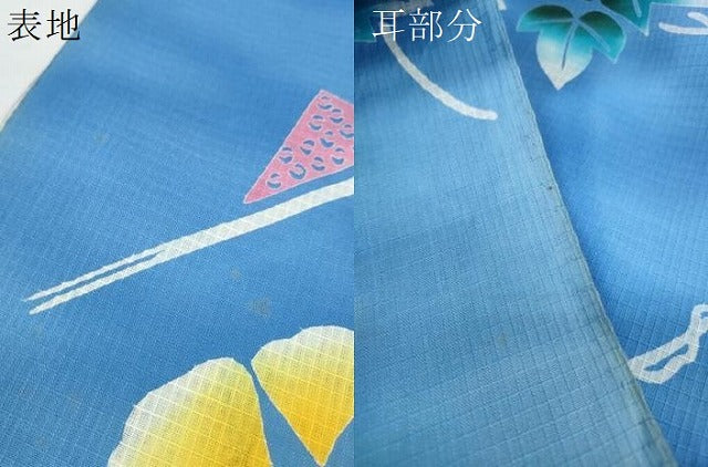 平和屋着物＊夏物 綿紅梅 浴衣 反物 着尺 色紙重ね 朝顔 アサガオ 綿 逸品 未使用 DABC1242zzz
