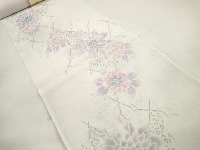 平和屋着物＊夏物 小千谷ちぢみ 反物 着尺 花繋ぎ マンガン加工 未使用 DABC1254zzz