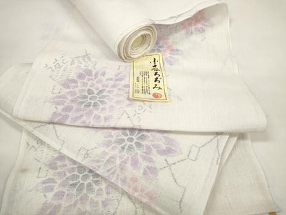 平和屋着物＊夏物 小千谷ちぢみ 反物 着尺 花繋ぎ マンガン加工 未使用 DABC1254zzz