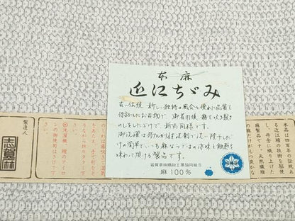 平和屋着物＊夏物 近江ちぢみ 反物 着尺 80亀甲 総詰め 証紙付き 志賀麻 逸品 未使用 DABC1260zzz