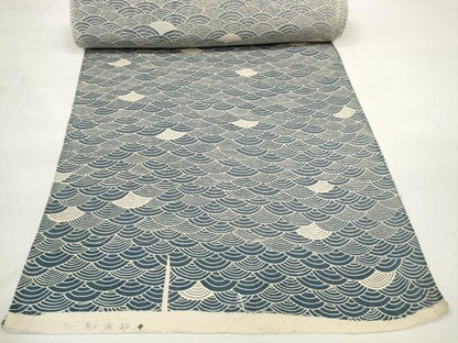 平和屋着物＊夏物　小紋　反物　着尺　絽　青海波　綿　逸品　未使用　DABC1261zzz