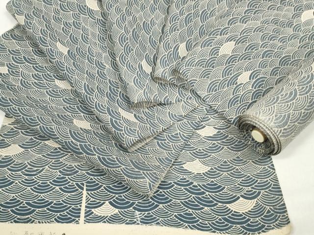 平和屋着物＊夏物　小紋　反物　着尺　絽　青海波　綿　逸品　未使用　DABC1261zzz