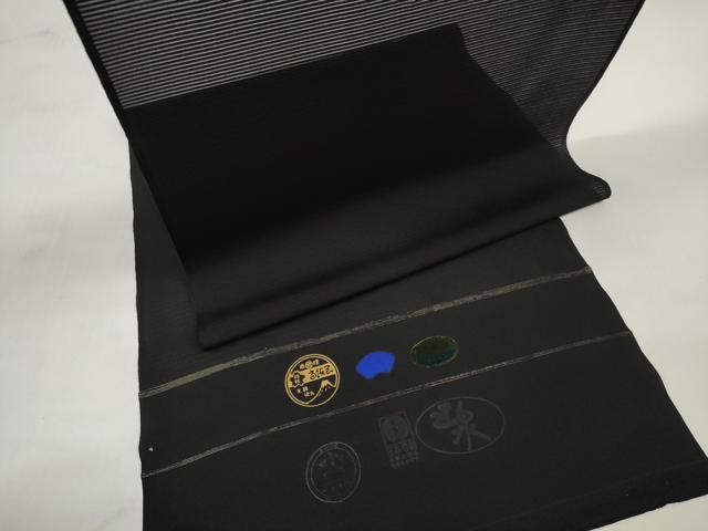 平和屋着物＊夏物 黒紋付 黒反物 着尺 絽 五泉 藍下染 逸品 未使用 DABC1264zzz