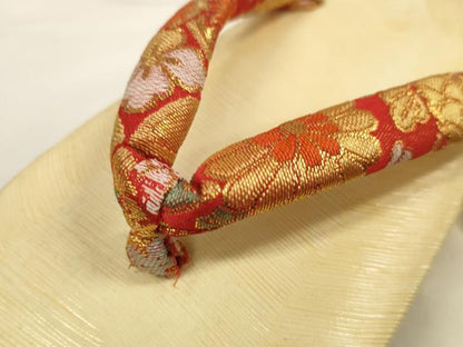 平和屋着物[]和装小物　子供　ぽっくり下駄　こっぽり・おこぼ下駄　畳表　金蒔絵　群れ鶴松文　箱付き　逸品　DABC1279zzz