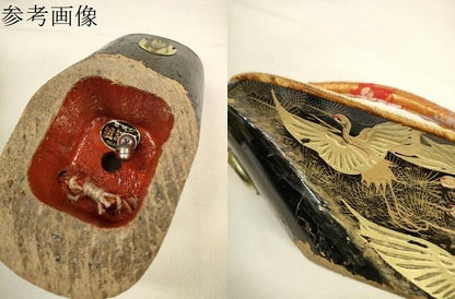 平和屋着物[]和装小物　子供　ぽっくり下駄　こっぽり・おこぼ下駄　畳表　金蒔絵　群れ鶴松文　箱付き　逸品　DABC1279zzz